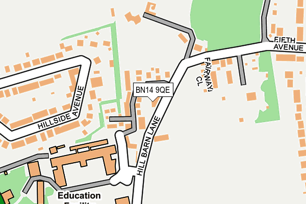 BN14 9QE map - OS OpenMap – Local (Ordnance Survey)