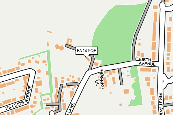 BN14 9QF map - OS OpenMap – Local (Ordnance Survey)