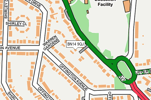 BN14 9QJ map - OS OpenMap – Local (Ordnance Survey)
