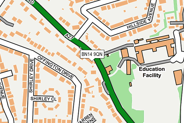 BN14 9QN map - OS OpenMap – Local (Ordnance Survey)
