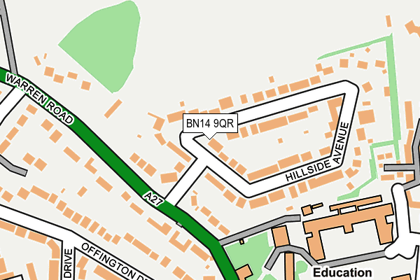 BN14 9QR map - OS OpenMap – Local (Ordnance Survey)
