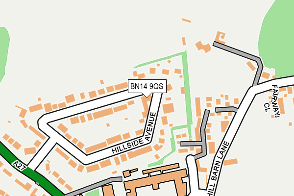 BN14 9QS map - OS OpenMap – Local (Ordnance Survey)