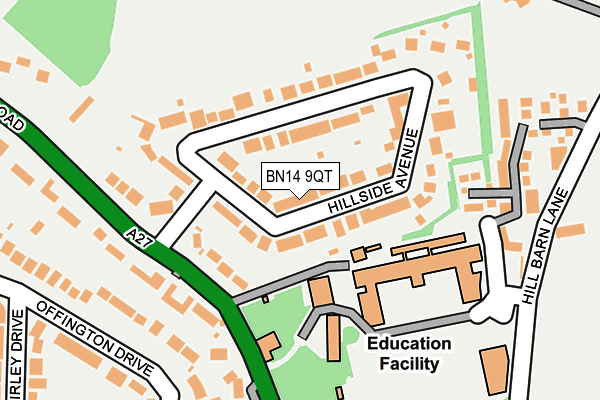BN14 9QT map - OS OpenMap – Local (Ordnance Survey)