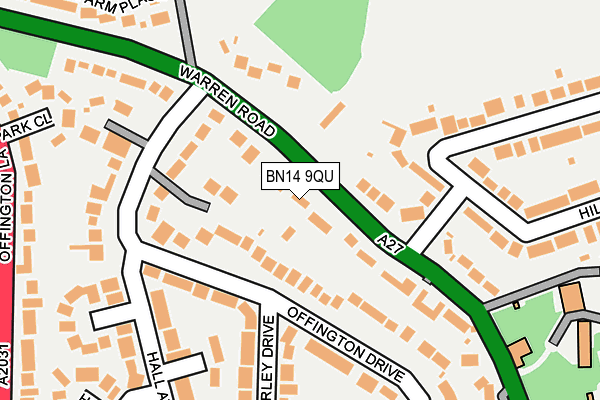 BN14 9QU map - OS OpenMap – Local (Ordnance Survey)