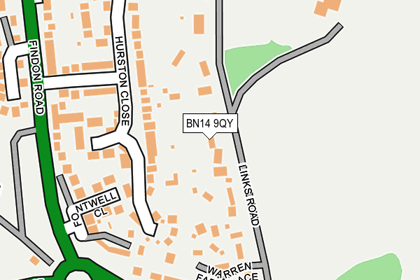 BN14 9QY map - OS OpenMap – Local (Ordnance Survey)