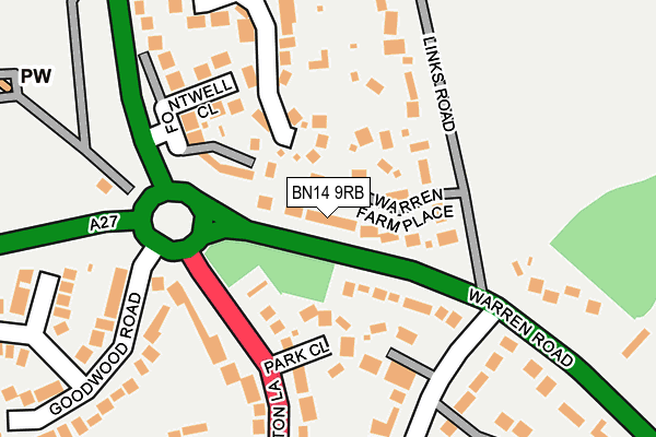 BN14 9RB map - OS OpenMap – Local (Ordnance Survey)