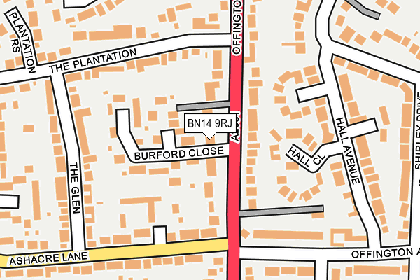 BN14 9RJ map - OS OpenMap – Local (Ordnance Survey)