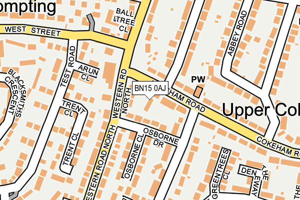 BN15 0AJ map - OS OpenMap – Local (Ordnance Survey)
