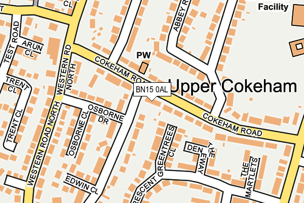 BN15 0AL map - OS OpenMap – Local (Ordnance Survey)