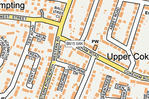 BN15 0AN map - OS OpenMap – Local (Ordnance Survey)