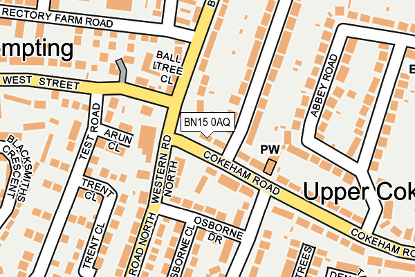 BN15 0AQ map - OS OpenMap – Local (Ordnance Survey)