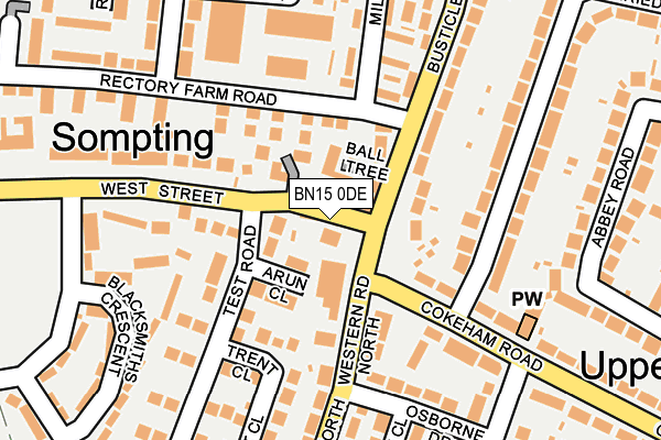 BN15 0DE map - OS OpenMap – Local (Ordnance Survey)