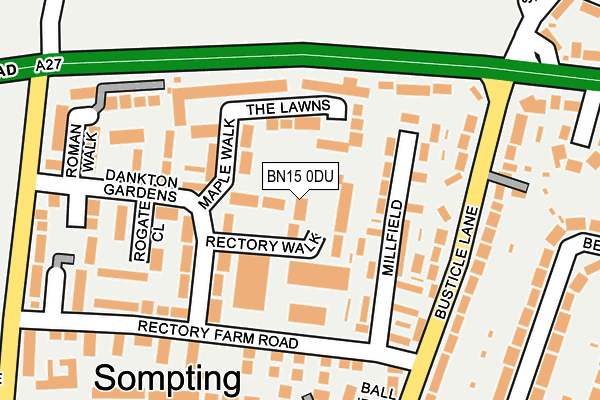 BN15 0DU map - OS OpenMap – Local (Ordnance Survey)