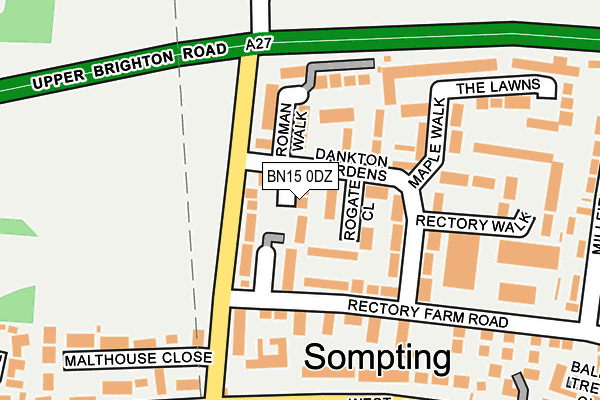 BN15 0DZ map - OS OpenMap – Local (Ordnance Survey)