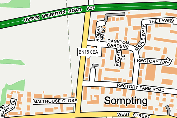 BN15 0EA map - OS OpenMap – Local (Ordnance Survey)