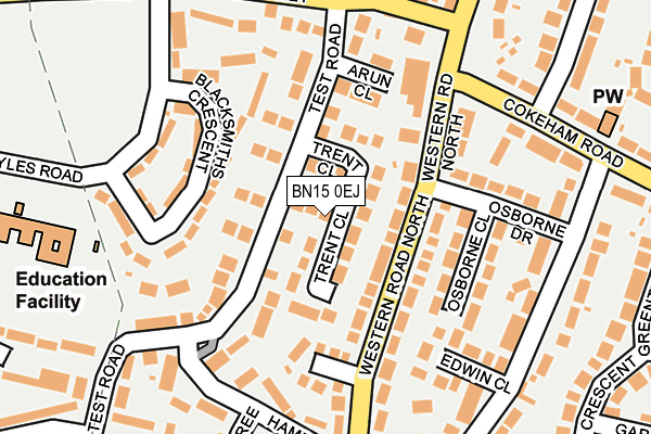 BN15 0EJ map - OS OpenMap – Local (Ordnance Survey)