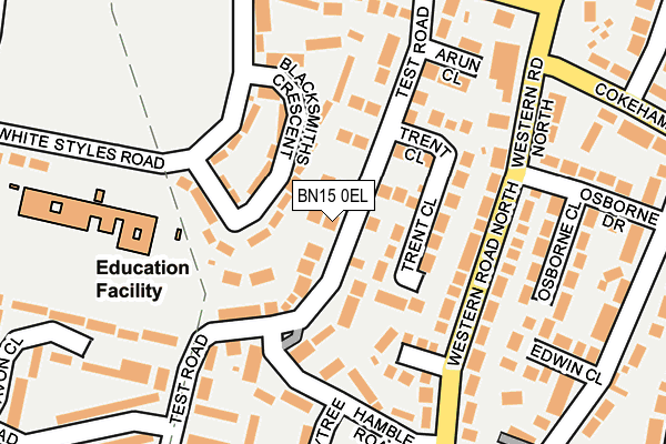 BN15 0EL map - OS OpenMap – Local (Ordnance Survey)