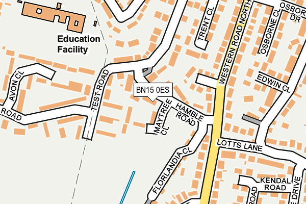 BN15 0ES map - OS OpenMap – Local (Ordnance Survey)