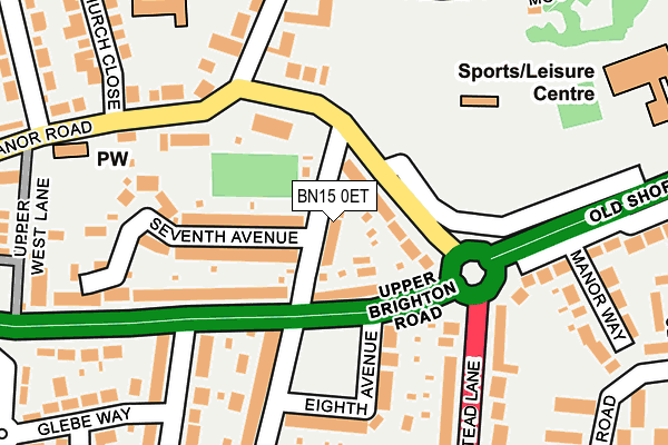 BN15 0ET map - OS OpenMap – Local (Ordnance Survey)