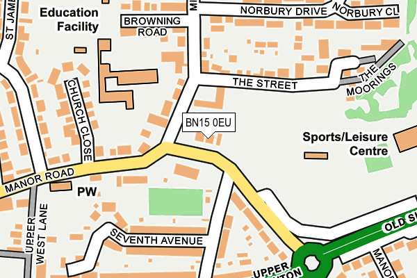 BN15 0EU map - OS OpenMap – Local (Ordnance Survey)