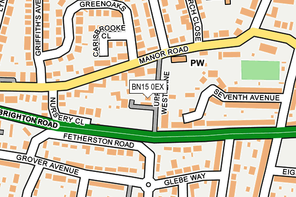 BN15 0EX map - OS OpenMap – Local (Ordnance Survey)