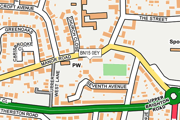 BN15 0EY map - OS OpenMap – Local (Ordnance Survey)