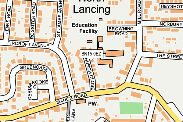 BN15 0EZ map - OS OpenMap – Local (Ordnance Survey)