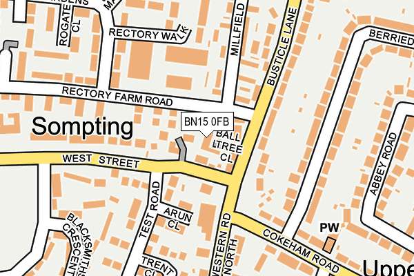 BN15 0FB map - OS OpenMap – Local (Ordnance Survey)