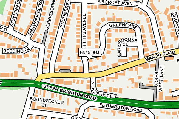 BN15 0HJ map - OS OpenMap – Local (Ordnance Survey)