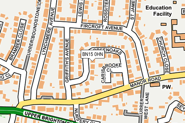 BN15 0HN map - OS OpenMap – Local (Ordnance Survey)