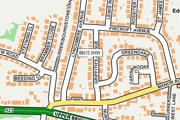 BN15 0HW map - OS OpenMap – Local (Ordnance Survey)