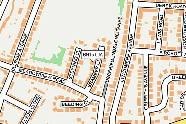 BN15 0JA map - OS OpenMap – Local (Ordnance Survey)