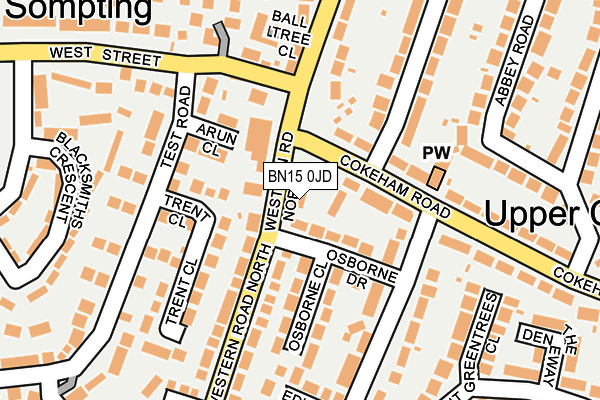 BN15 0JD map - OS OpenMap – Local (Ordnance Survey)