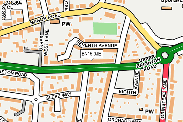 BN15 0JE map - OS OpenMap – Local (Ordnance Survey)