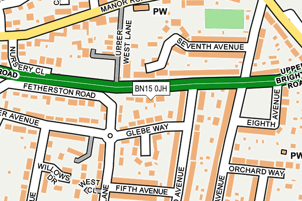 BN15 0JH map - OS OpenMap – Local (Ordnance Survey)