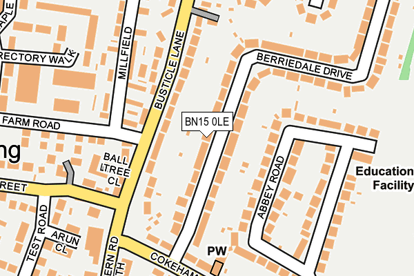 BN15 0LE map - OS OpenMap – Local (Ordnance Survey)