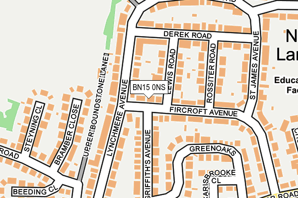 BN15 0NS map - OS OpenMap – Local (Ordnance Survey)
