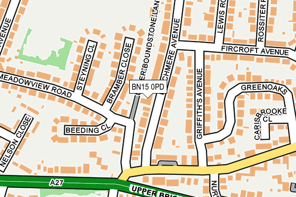 BN15 0PD map - OS OpenMap – Local (Ordnance Survey)