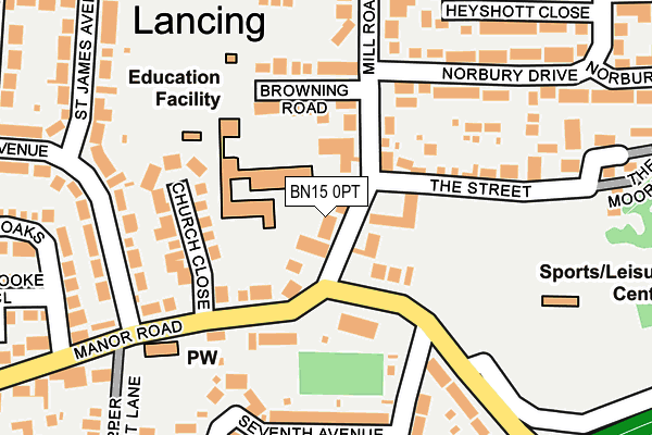 BN15 0PT map - OS OpenMap – Local (Ordnance Survey)