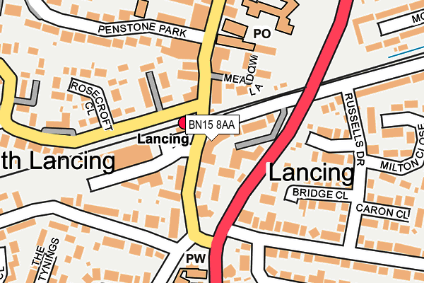 BN15 8AA map - OS OpenMap – Local (Ordnance Survey)