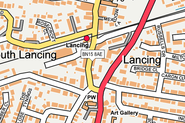BN15 8AE map - OS OpenMap – Local (Ordnance Survey)