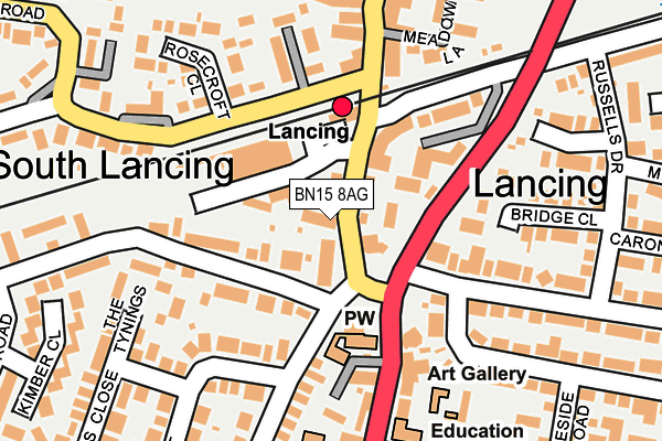 BN15 8AG map - OS OpenMap – Local (Ordnance Survey)
