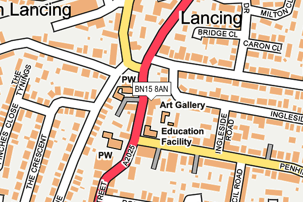 BN15 8AN map - OS OpenMap – Local (Ordnance Survey)