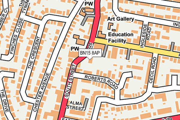 BN15 8AP map - OS OpenMap – Local (Ordnance Survey)
