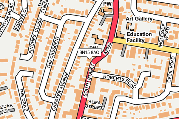 BN15 8AQ map - OS OpenMap – Local (Ordnance Survey)