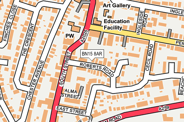 BN15 8AR map - OS OpenMap – Local (Ordnance Survey)