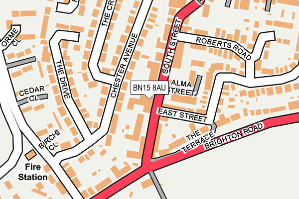 BN15 8AU map - OS OpenMap – Local (Ordnance Survey)