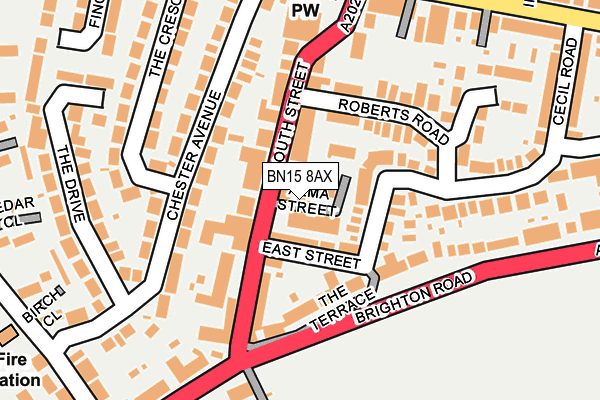 BN15 8AX map - OS OpenMap – Local (Ordnance Survey)