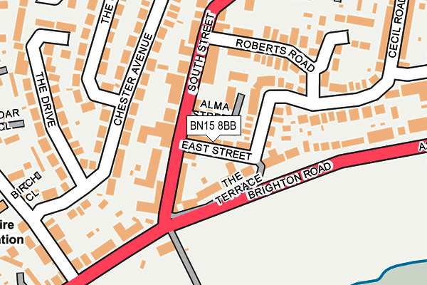 BN15 8BB map - OS OpenMap – Local (Ordnance Survey)