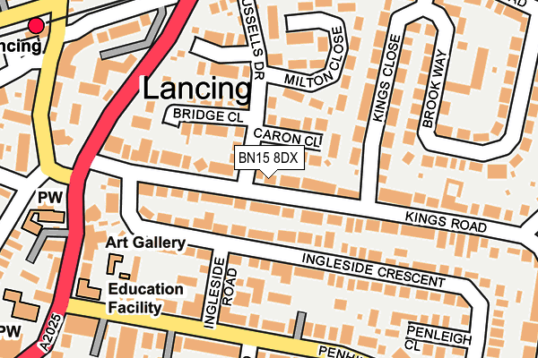 BN15 8DX map - OS OpenMap – Local (Ordnance Survey)
